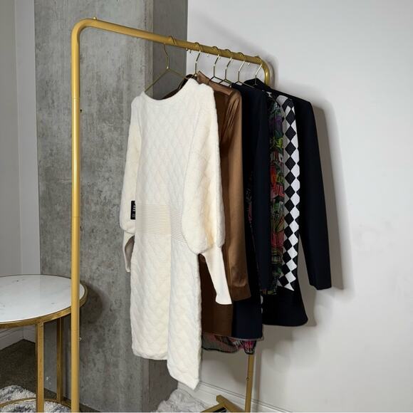 Express Embellished Button Front Mini Sweater Dress in Ivory/Off White - Picture 14 of 17